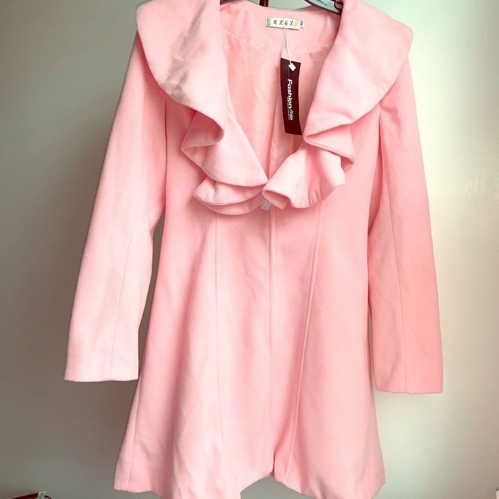 pink knee length jacket